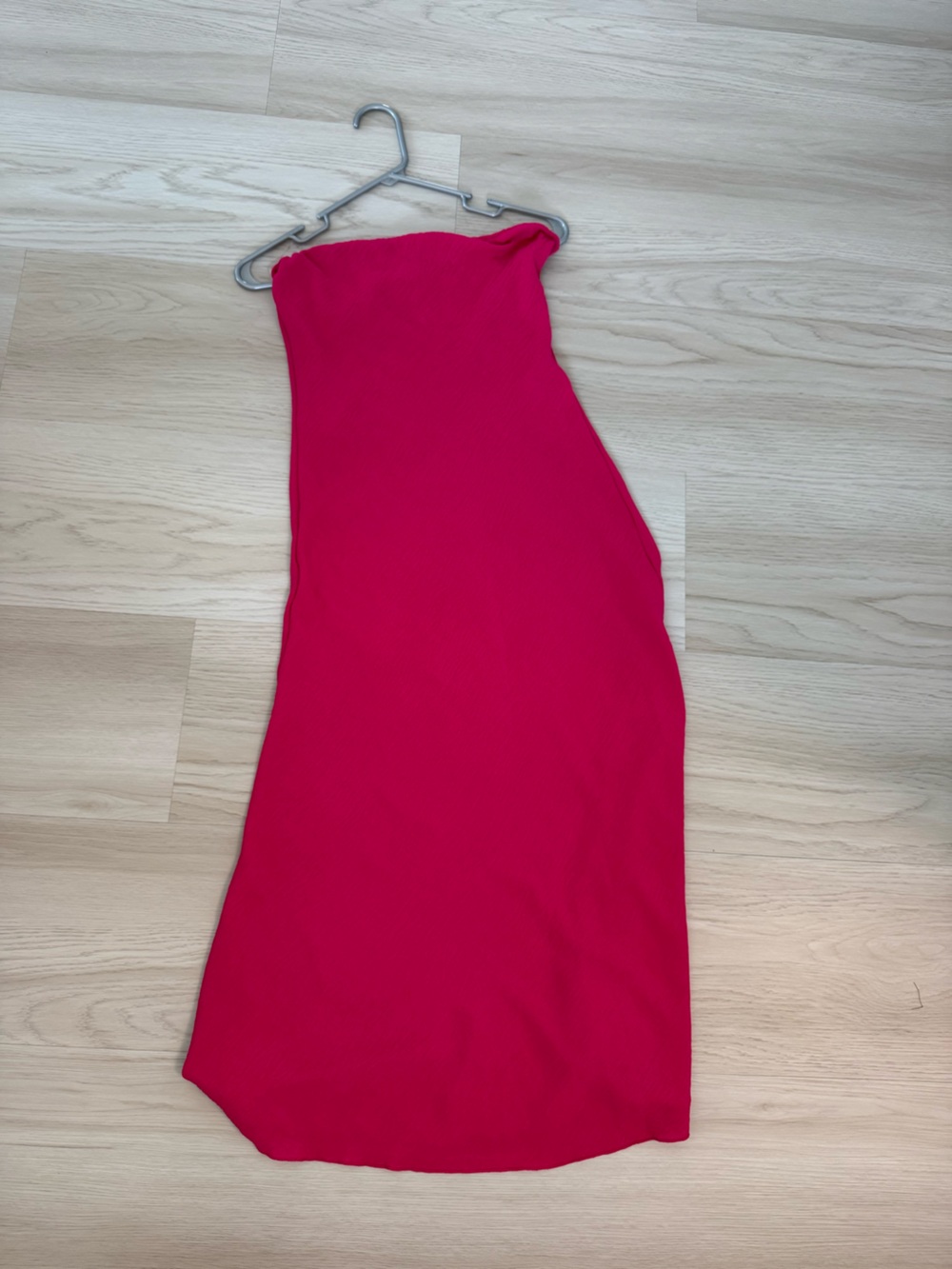 See You Monday Strapless Fuchsia Midi Dress